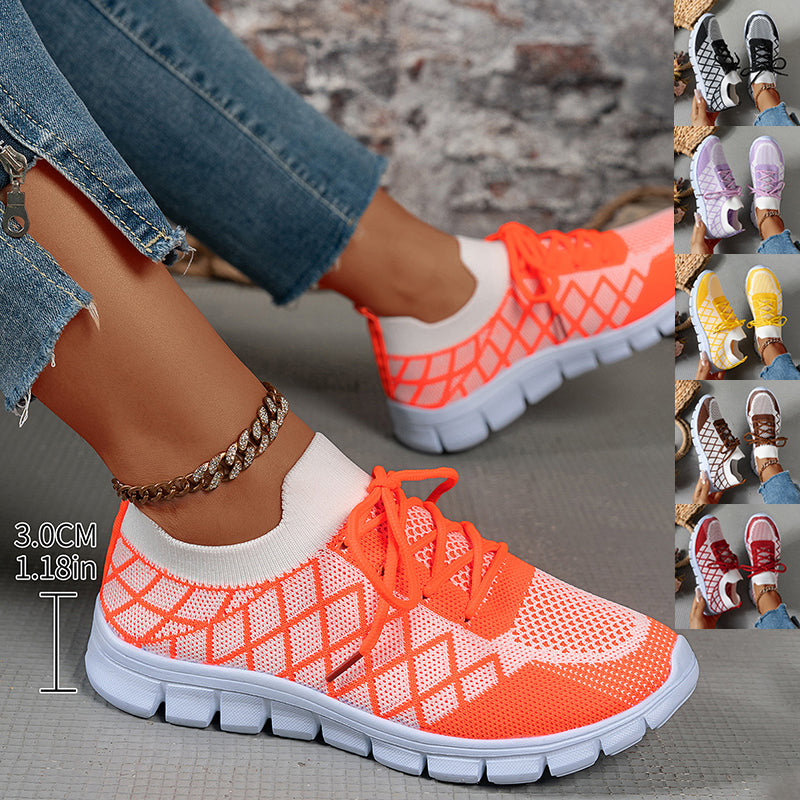Colorblock Flyknit Sneakers for Women – Lightweight Running & Walking Shoes