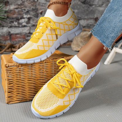 Colorblock Flyknit Sneakers for Women – Lightweight Running & Walking Shoes