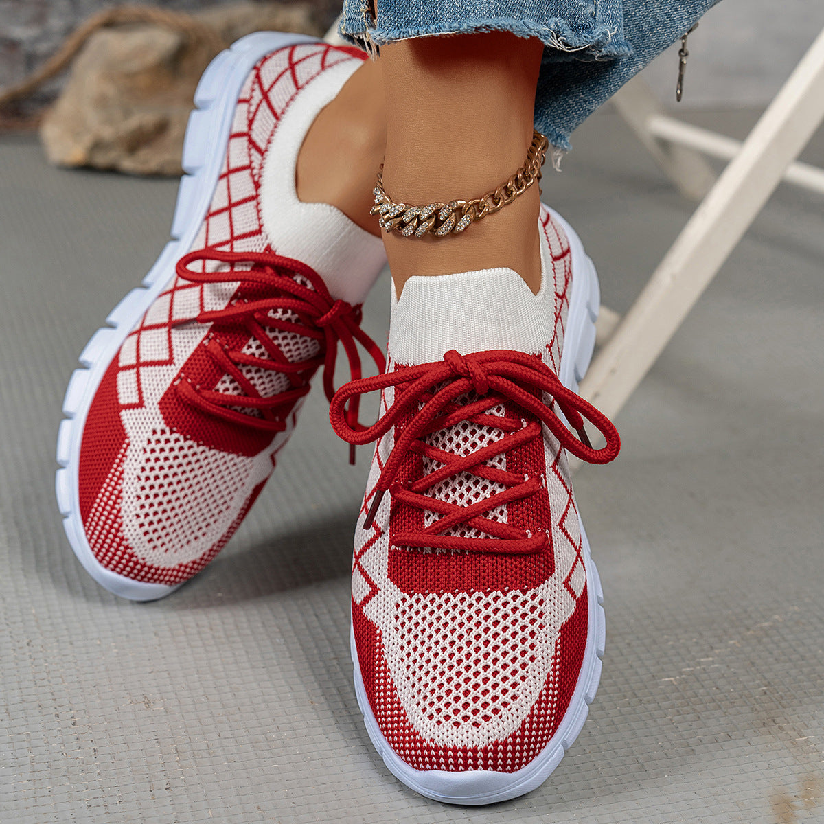 Colorblock Flyknit Sneakers for Women – Lightweight Running & Walking Shoes