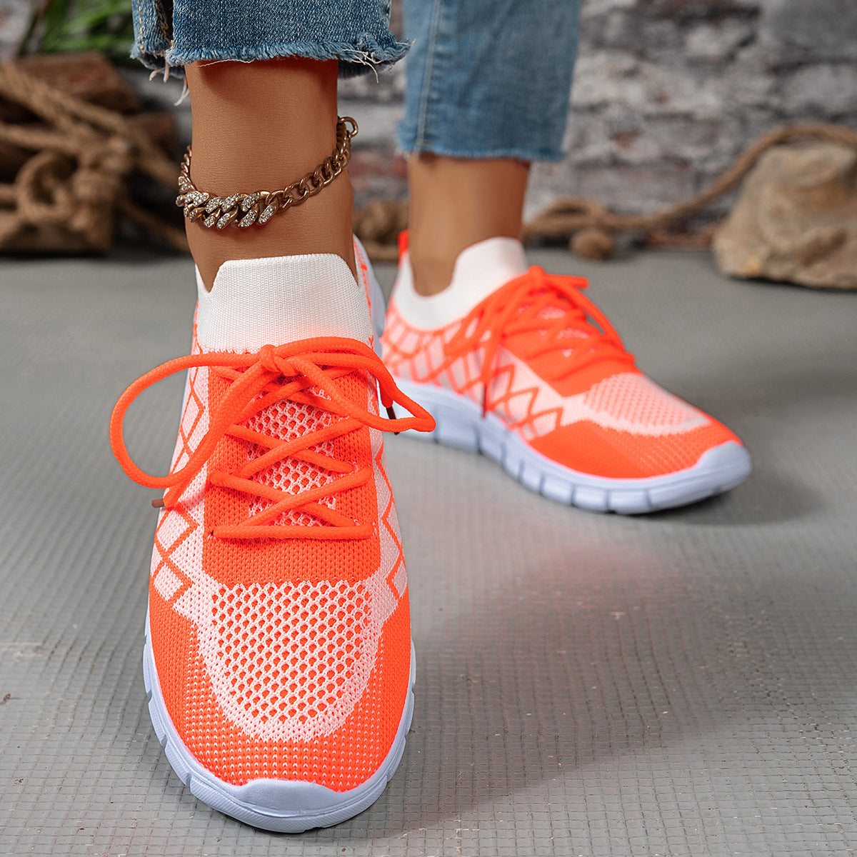 Colorblock Flyknit Sneakers for Women – Lightweight Running & Walking Shoes