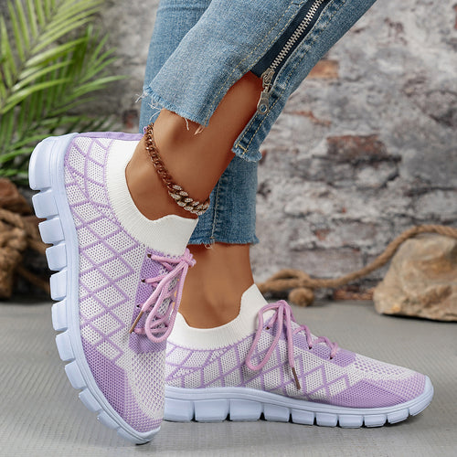 Colorblock Flyknit Sneakers for Women – Lightweight Running & Walking Shoes