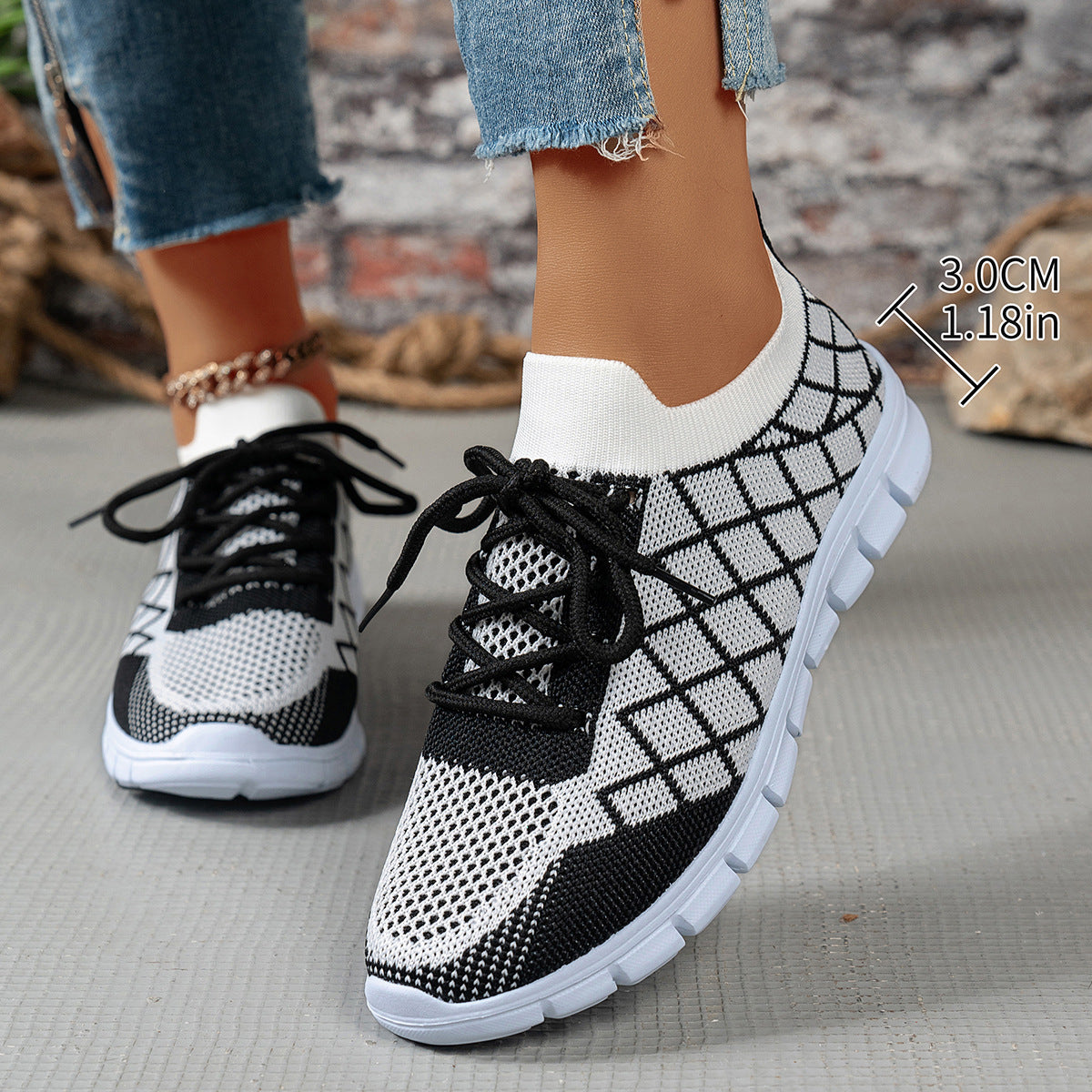Colorblock Flyknit Sneakers for Women – Lightweight Running & Walking Shoes